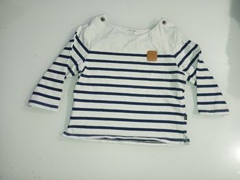 Haut marinière obaibi 12mois blanc et bleu