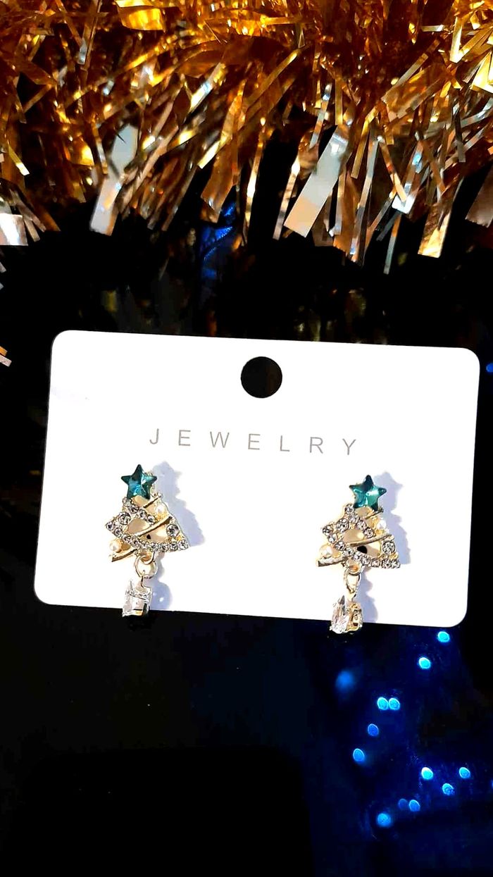 Bijoux Noël |🎄 Boucles d’Oreilles neuves Sapin Cristal & Étoile - photo numéro 2