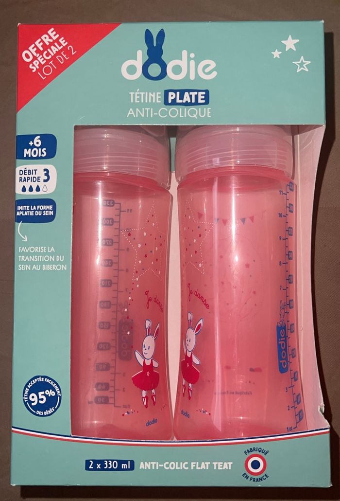 Pack de 2 biberons Dodie +6mois neuf 330ML - photo numéro 2