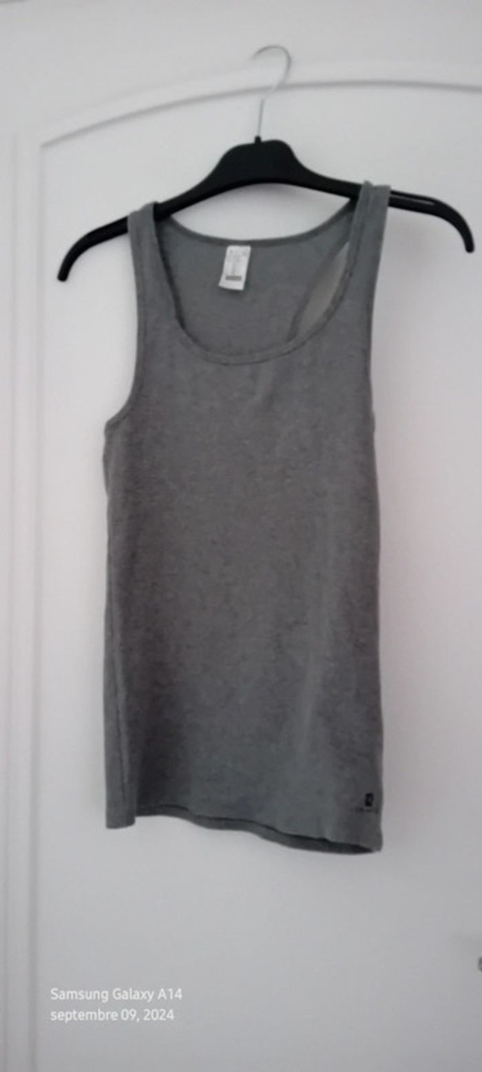 Débardeur de sport maille côtelée domyos gris femme M décathlon - photo numéro 8
