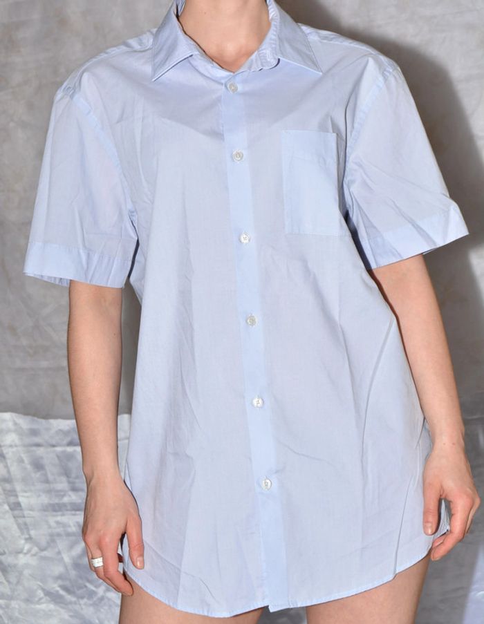 chemise homme bleu clair uni manches courtes taille 41/42 régular