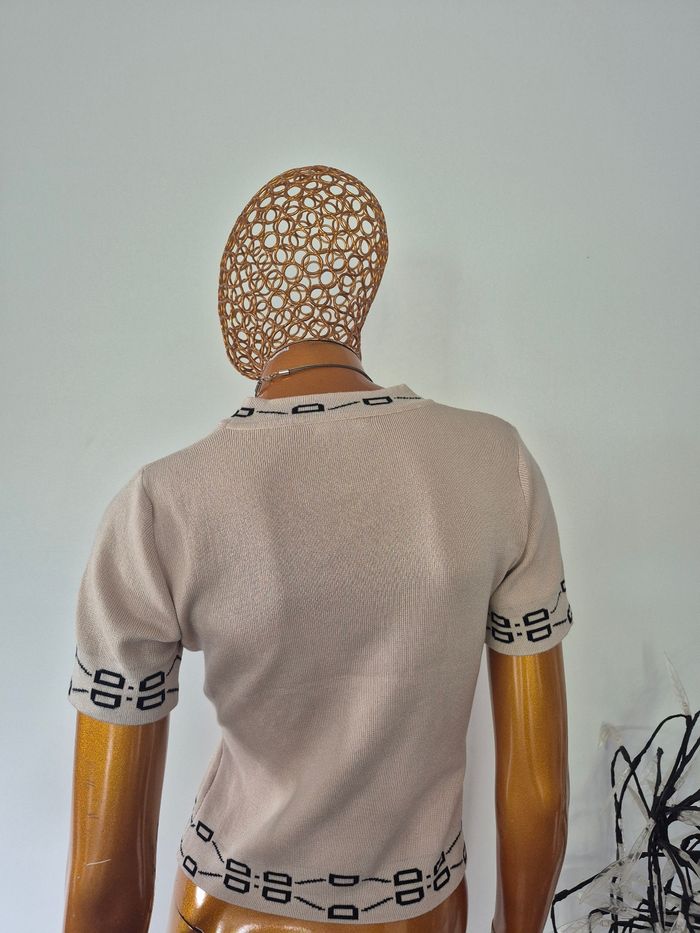 Pull Femme Crème et Noir Taille Unique - photo numéro 2