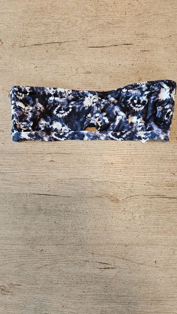 Haut de maillot bandeau, bleu et blanc, Kiabi, 40