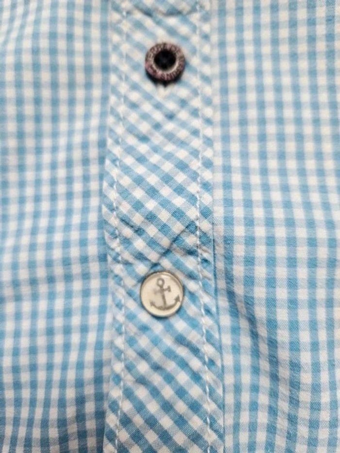 Chemise manches courtes vichy bleu clair et blanche Terre de marins 6 ans - photo numéro 3