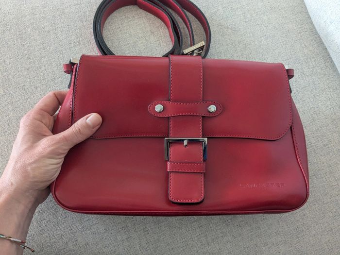 Sac Lancaster comme neuf rouge bordeaux bandoulière - photo numéro 4