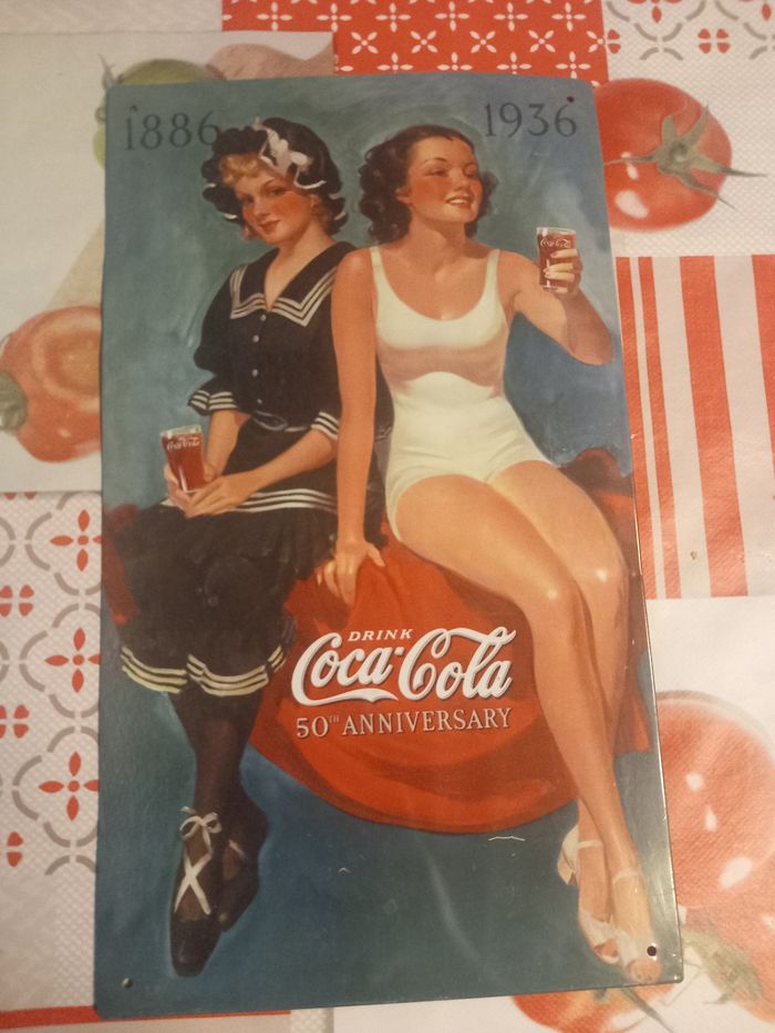 Plaque en métal Coca-Cola 50eme anniversaire