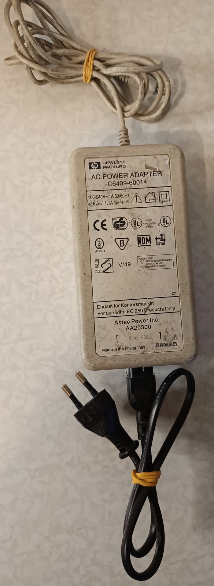 Alimentation Original chargeur HP C6409-60014 18V 1,1A pour HP PSC et Deskjet