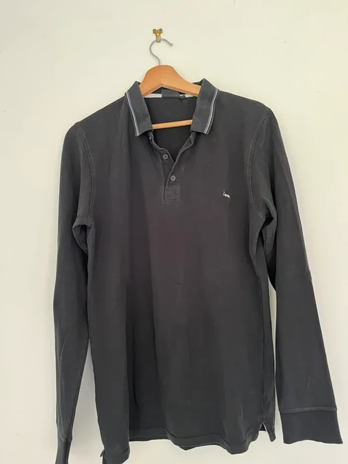 Polo à manches longues noir Lee taille XL