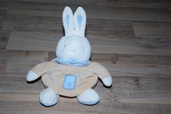 doudou lapin klorane bleu blanc beige