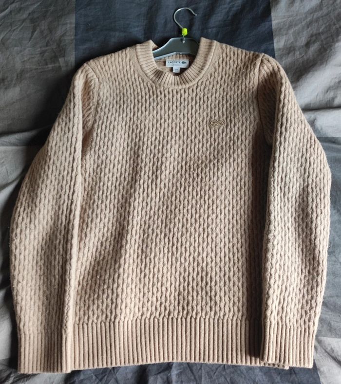 Pull Lacoste Torsadé en laine -Taille S - Comme neuf - photo numéro 2