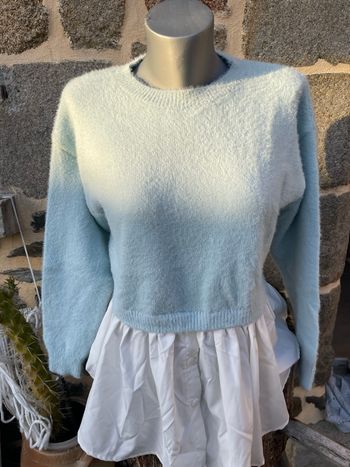 Pull en laine d’alpaga avec chemise intégrée - Kilky 