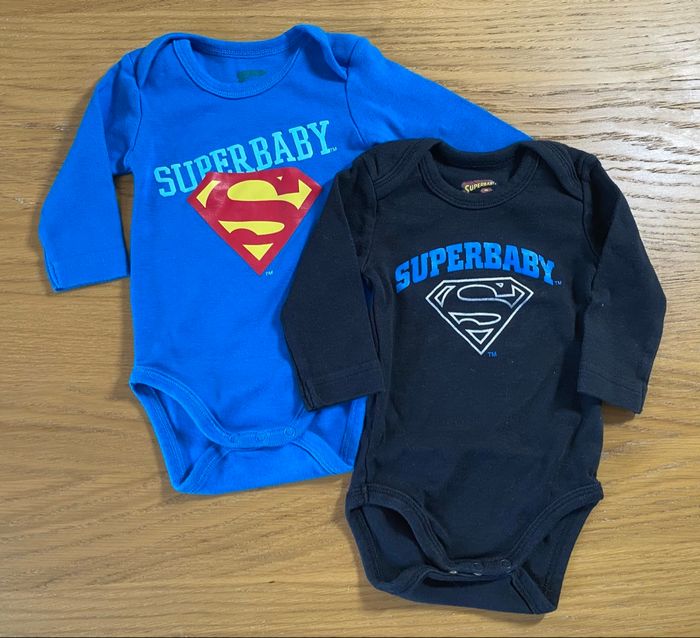 SuperBaby Lot de 2 Bodies bleu/noir Taille 3 mois - photo numéro 4