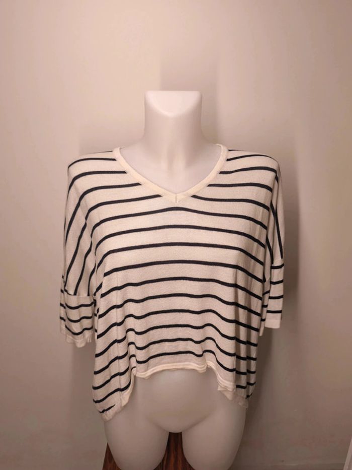Pull Mango Femme Taille S Blanc rayé