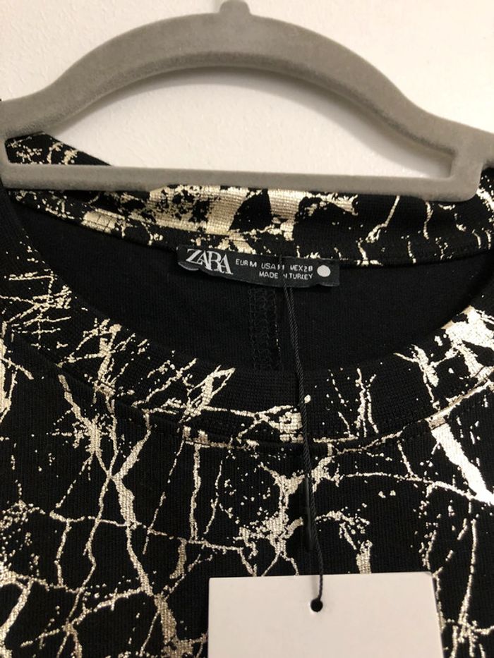 Superbe beau t-shirt métallisé Zara neuf avec étiquette taille M - photo numéro 3