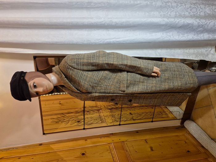 Manteau long femme à carreaux taille L - photo numéro 3