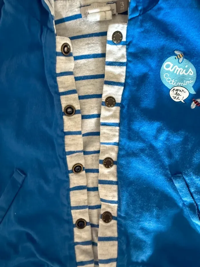 Veste avec capuche bleu Catimini 3 mois - photo numéro 2
