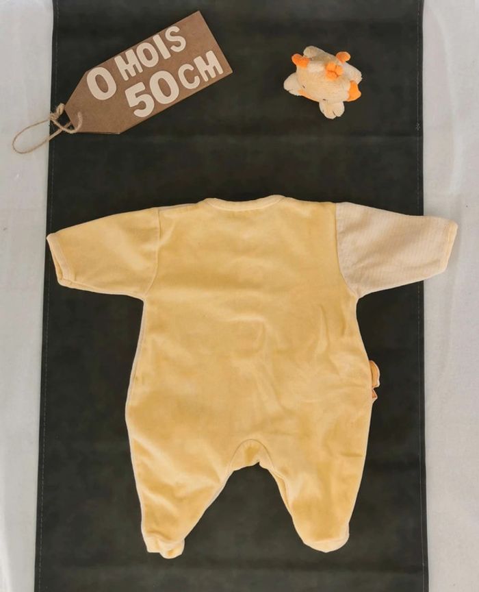 Pyjama 👣 velours ouverture devant, kiabi 0mois /50cm grenouillère - photo numéro 2