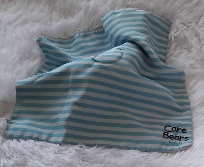 Doudou bisounours carré plat bleu  -lune  care bears - photo numéro 2