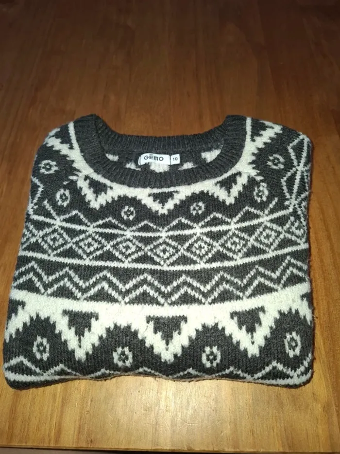Robe pull gris et blanc Gémo 10 ans - photo numéro 2