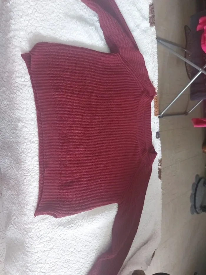 Pull bordeaux manche 3/4