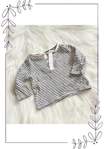 Tee-shirt marinière manches longues à rayures coton biologique Kiabi 69-72 cm