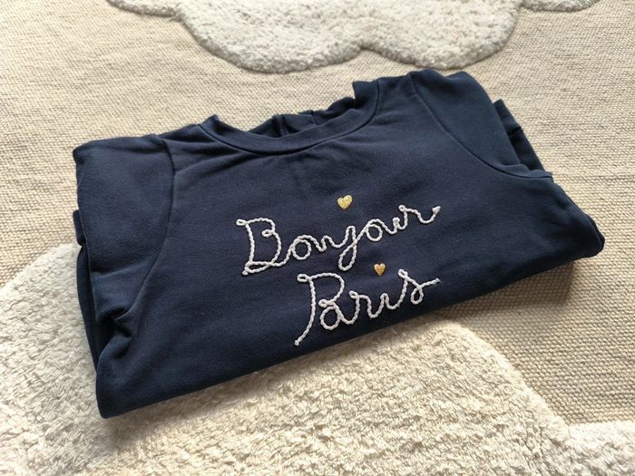 Pull bleu marine / Jacadi / Bonjour Paris / taille 4 ans - photo numéro 8