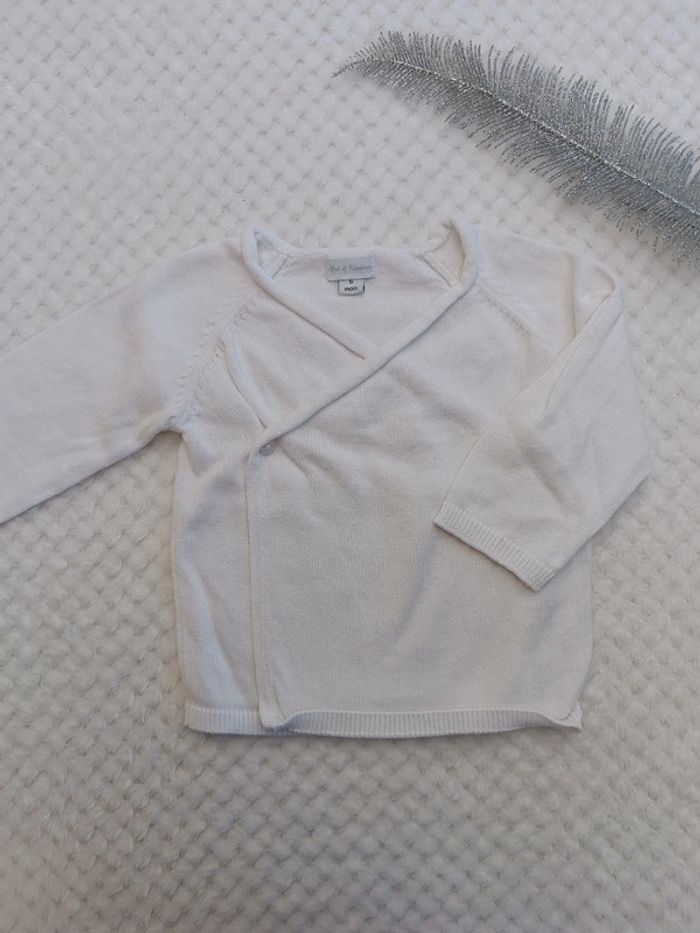 🔸Gilet Croisé Kimono Blanc Pat & Ripaton – 6 mois🔸 - photo numéro 2