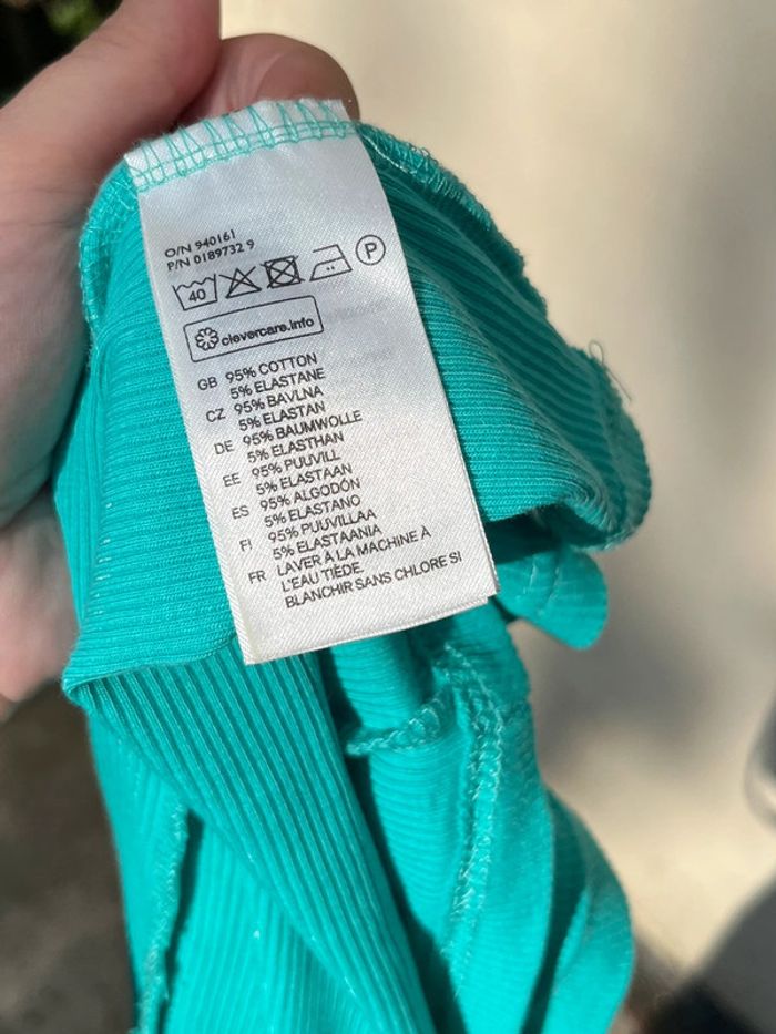 Débardeur côtelé moulant bleu turquoise - photo numéro 9