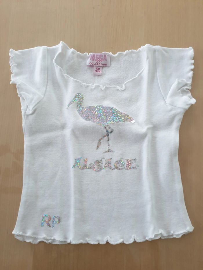 T-shirt fille 12 mois blanc cigogne alsace