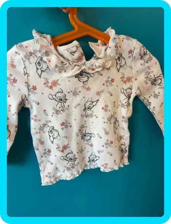 Joli t-shirt manches longues col Claudine 9 /12 mois Disney primark