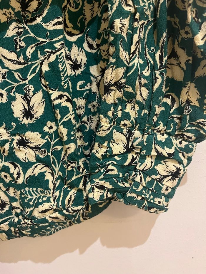 Blouse manches longues fleurie verte et beige zara taille S/36 - photo numéro 8