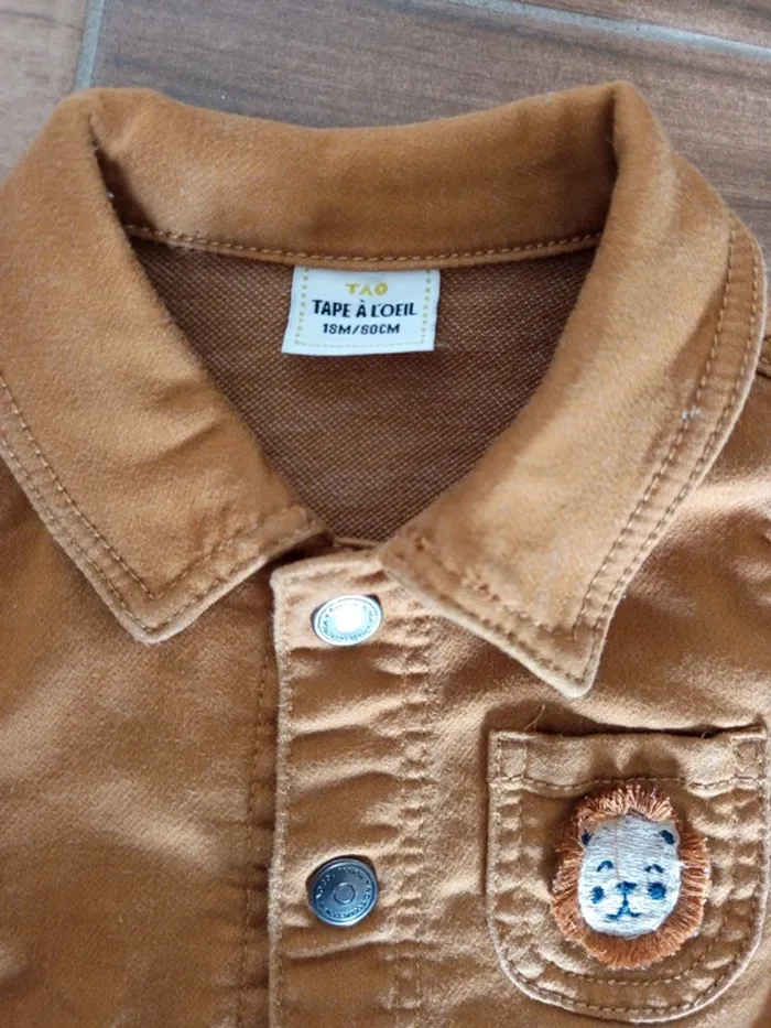 Veste en jean camel brodée lion , Tape a l'oeil, 18 mois - photo numéro 3
