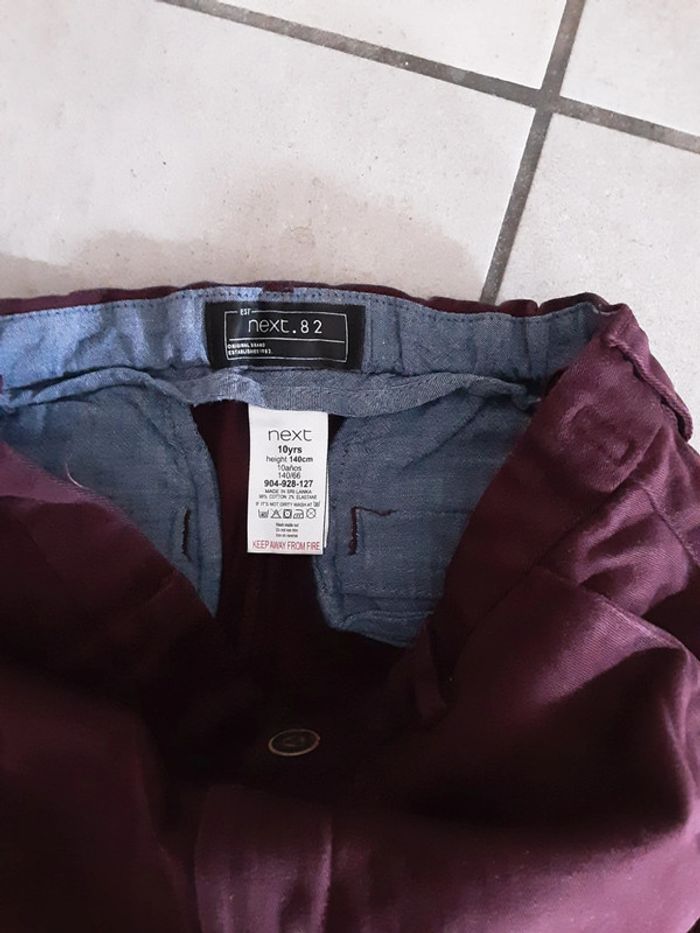 Pantalon jeans habillé bordeaux ajustable T. 10 ans - photo numéro 4