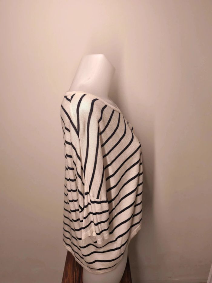 Pull Mango Femme Taille S Blanc rayé - photo numéro 4