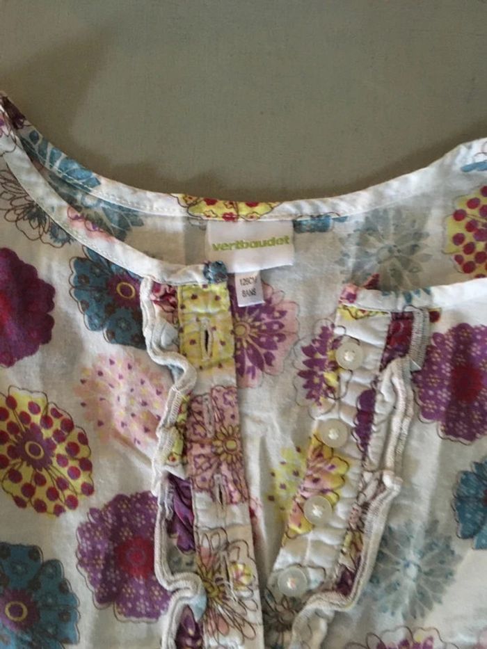 Blouse Vert Baudet blanche à fleurs 8 ans - photo numéro 2