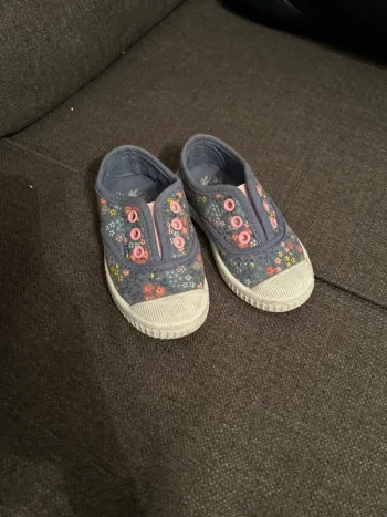 Chaussures en toile à  motif fleur, bébé fille, taille 22