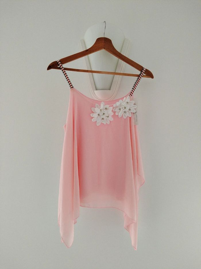 Débardeur avec fleurs femmes rose