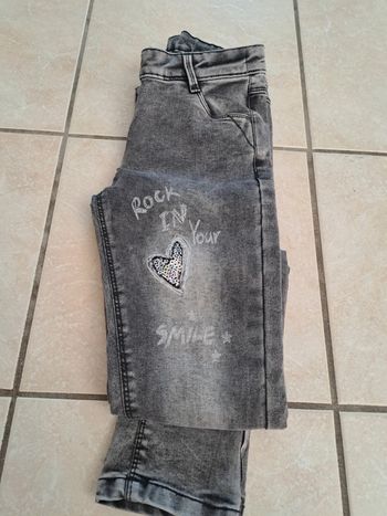 Jean taille ajustable gris chiné 10 ans 👧 Orchestra en TBE