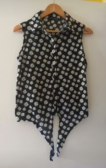 Haut Noir Femme avec des Motifs Fleuris Blancs | Look Estival & Bohème 🌼🌾