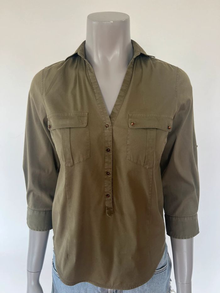 Chemise kaki manches 3/4 Zara - Taille S - photo numéro 2