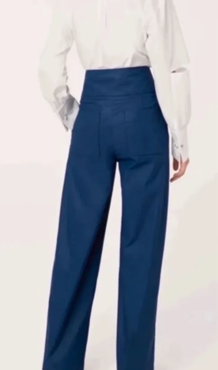 Pantalon large enduit bleu - photo numéro 11