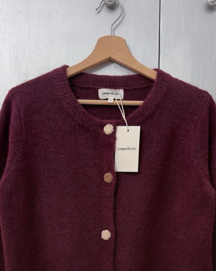 Gilet bordeaux roses - photo numéro 2