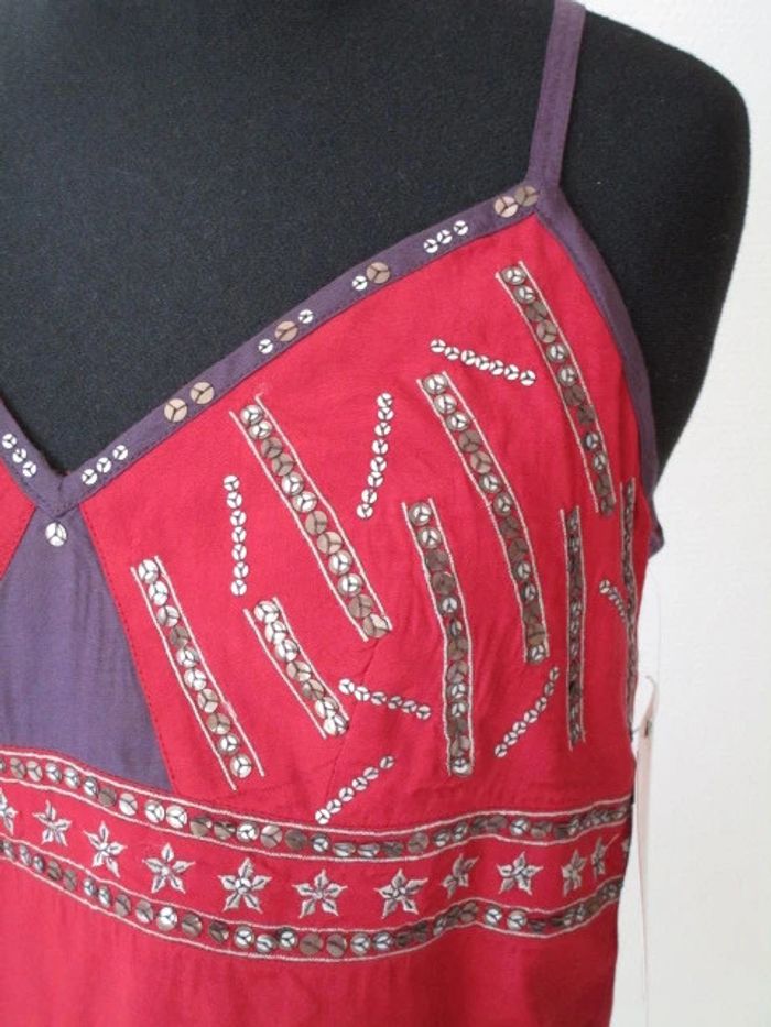 Top bretelles rouge/prune strass Jac Jac 38 NEUF - photo numéro 4
