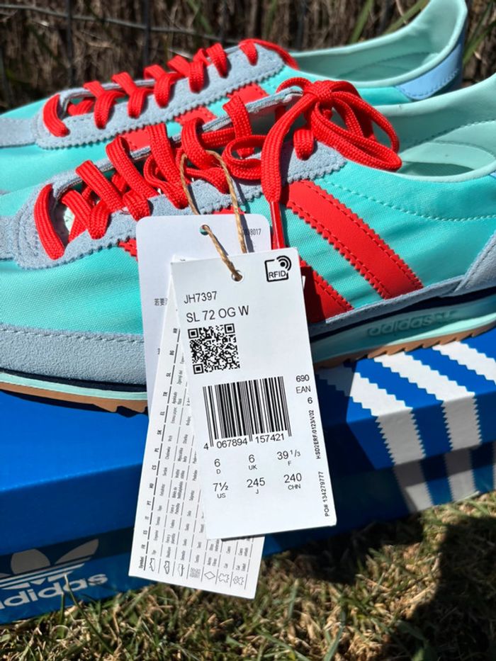 Baskets Basses adidas SL 72 -Bleu turquoise Rouge Magma - Taille 39 1/3 - photo numéro 6