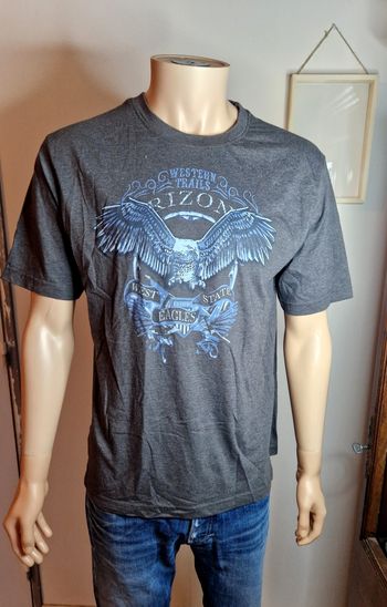Atlas for men tshirt gris anthracite Arizona eagle homme M vintage USA américain