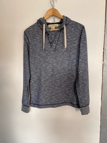 Sweat-shirt à capuche chiné bleu et blanc