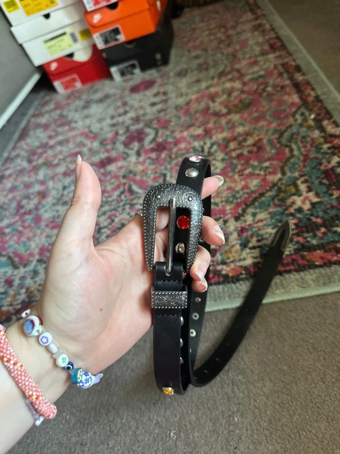 Ceinture noire à clous multicolore - photo numéro 2