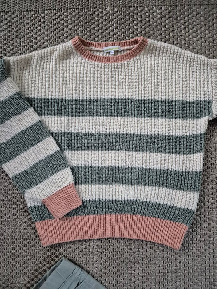 Ensemble vertbaudet pull maille et pantalon slim vert d'eau - 8/9 ans - photo numéro 2