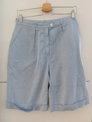 Bermuda vintage à fibres rayures bleues un et blanches