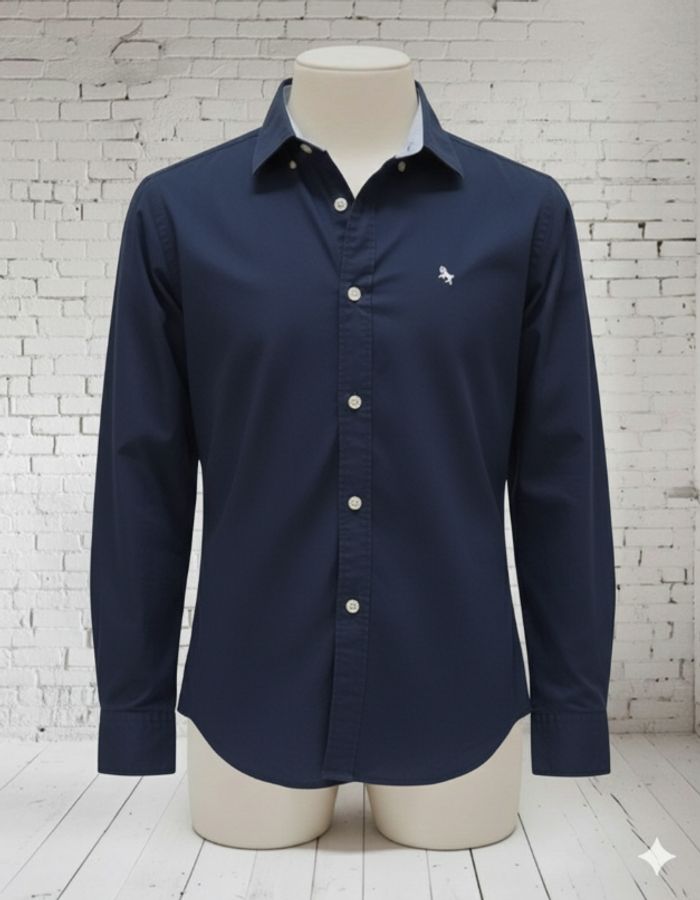 Chemise costume manches longues bleu marine H&M